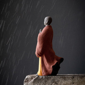 Buddhism Zen Buddha Sculpture Monk Ceramic Statue Figurine Meditation Whiteware The Color Sand Clay Hand Made Fengshui Budda acacuss