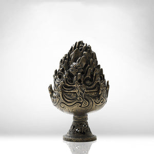 Buddhist Sense Brass Alloy Cone Incense Burner Bronze Censer Tea Ceremony Antique Ornament Home Decoration Traditional Thurible acacuss