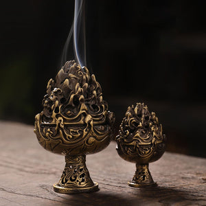 Buddhist Sense Brass Alloy Cone Incense Burner Bronze Censer Tea Ceremony Antique Ornament Home Decoration Traditional Thurible acacuss