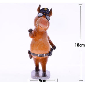 Bull Police Cow Chef Resin Office Tabletop Decor Ornament Kids Gift Toy Home Decoration Supplies Navidad 2023 acacuss