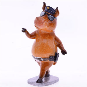 Bull Police Cow Chef Resin Office Tabletop Decor Ornament Kids Gift Toy Home Decoration Supplies Navidad 2023 acacuss