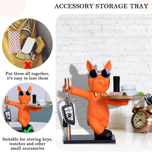 Bulldog Cool Sculpture with Pallet Resin Animal Sculpture Entrance Crafts Candy Sundries Household Supplies for Home Living Room acacuss