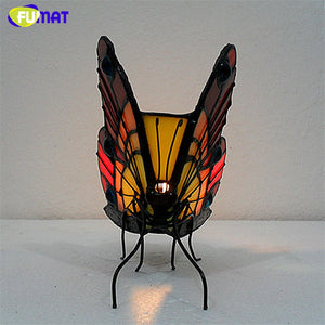 Butterfly Stained Glass Candle Holder Bedroom Bedside Night Light Tealight Holder Home Deco Atmosphere Lighting acacuss