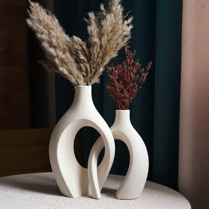 CAPIRON 2Pcs/Set Ceramic Embrace Vases for Pampas Grass Dried Flower Nordic Living Room Home Decoration Accessories Tabletop acacuss