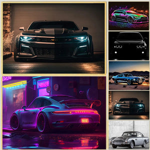 COOL Vintage Car Luxury Performance Car Classic Car Series Print Canvas Posters for Room Living Art Home Modern Wall Decor acacuss