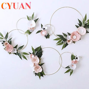 CYUAN 10-40cm Metal Hoops Home Door Hanging Gold Iron Metal Ring Wreath Wall Hanging Ornament Spring Wedding Party Decoration acacuss