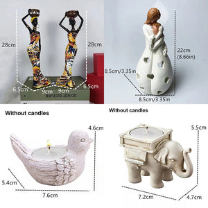 Candle Holder Candlesticks For Candles Resin Candleholder Statue Sculptures Dining Table Decorations Living Room African Women acacuss