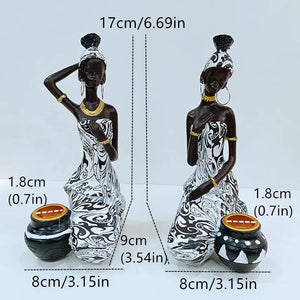 Candle Holder Candlesticks For Candles Resin Candleholder Statue Sculptures Dining Table Decorations Living Room African Women acacuss