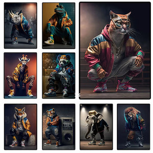 Canvas Painting Abstract Animal Lion Panda Posters Rapper Style Canvas Print Bedside Paintings for Home Wall Art Decor Picture acacuss