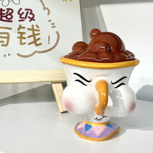 Cartoon Anime Beauty And The Beast Mug Creative 3D Chip Ceramic Cup Large Capacity Kawaii Chip Statue Coffee Mug With Lid Decor acacuss