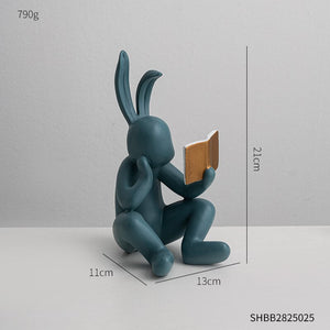 Cartoon Creative Reading Rabbit Ornament Home Decoration Living Room Bedroom Desktop Fashion Series Resin Model Statue Gift acacuss