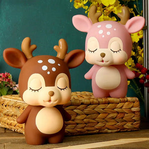 Cartoon Cute Deer Shape Piggy Bank Coin Storage Container Money Jar Coins Money Box Large Savings Box Valentine's Day Gifts acacuss