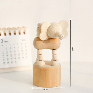 Cartoon wooden artwork movable puppet desktop figurine Ornaments clown horse giraffe dog statue crafts toy gifts home decoration acacuss