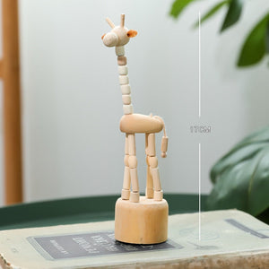 Cartoon wooden artwork movable puppet desktop figurine Ornaments clown horse giraffe dog statue crafts toy gifts home decoration acacuss