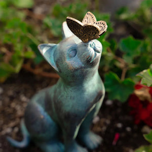 Cat Decor Outdoor Statues for Garden Outdoor Resin Animal Sculpture Cat With Butterfly Decorative Garden Supplies acacuss