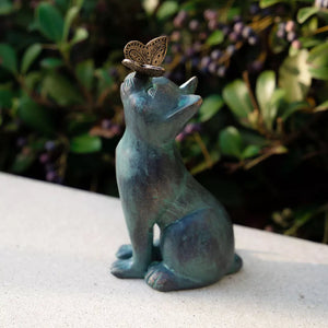 Cat Decor Outdoor Statues for Garden Outdoor Resin Animal Sculpture Cat With Butterfly Decorative Garden Supplies acacuss