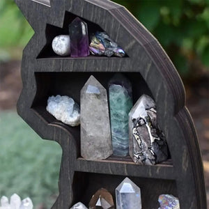 Cat Wall Crystal Shelf Cute Wooden Wall Shelf Crystal Display Organizer Floating Shelves for Living Room Bathroom Decor Gift acacuss
