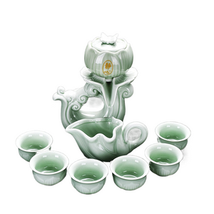 Celadon Lotus Automatic Chinese KUNGFU Tea Set Semi-automatic Office Tea Set Creative Lazy Ceramic Relief High-end Tea Set acacuss