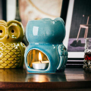 Ceramic Aromatherapy Burner Owl Aroma Oil Lamp Gifts And Crafts Home Decorations Essential Oil Burner Candle Holder acacuss