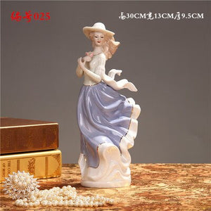 Ceramic Ballet Girl Statue Figurines Fairy Garden Skirt Modern Beauty Sculpture Wedding Decoration Interior Home Decor acacuss
