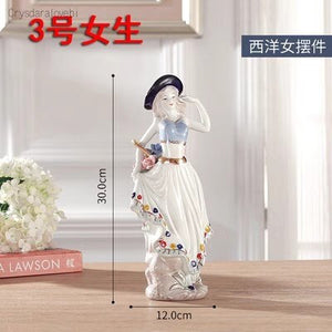 Ceramic Ballet Girl Statue Figurines Fairy Garden Skirt Modern Beauty Sculpture Wedding Decoration Interior Home Decor acacuss