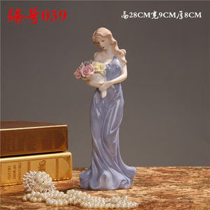 Ceramic Ballet Girl Statue Figurines Fairy Garden Skirt Modern Beauty Sculpture Wedding Decoration Interior Home Decor acacuss