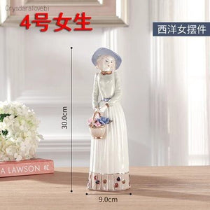 Ceramic Ballet Girl Statue Figurines Fairy Garden Skirt Modern Beauty Sculpture Wedding Decoration Interior Home Decor acacuss