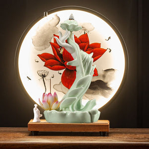 Ceramic Bergamot Flowback Incense Stove Household Indoor Living Room, Entrance, Study Decoration Lotus Lantern Ring acacuss