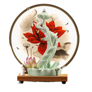 Ceramic Bergamot Flowback Incense Stove Household Indoor Living Room, Entrance, Study Decoration Lotus Lantern Ring acacuss