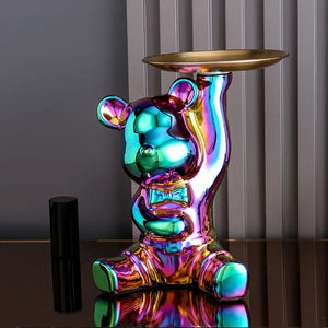 Ceramic Colorful Plating Bear Storage Box Home Living New Room Desktop Storage Tray Decorative Statue Money Box Ornaments acacuss