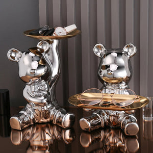 Ceramic Colorful Plating Bear Storage Box Home Living New Room Desktop Storage Tray Decorative Statue Money Box Ornaments acacuss