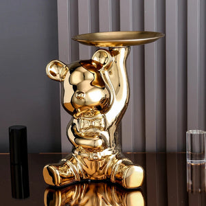 Ceramic Colorful Plating Bear Storage Box Home Living New Room Desktop Storage Tray Decorative Statue Money Box Ornaments acacuss