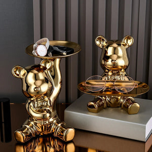 Ceramic Colorful Plating Bear Storage Box Home Living New Room Desktop Storage Tray Decorative Statue Money Box Ornaments acacuss