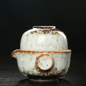 Ceramic Gaiwan Set kuai ke tea set Camping Kung Fu Tea Set 1 Teapot 1 Cup Travel TeaPot Coffee Cup Water Mug Office Kettle Drinkware acacuss