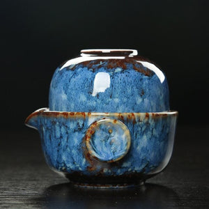 Ceramic Gaiwan Set kuai ke tea set Camping Kung Fu Tea Set 1 Teapot 1 Cup Travel TeaPot Coffee Cup Water Mug Office Kettle Drinkware acacuss