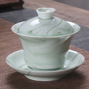 Ceramic Gaiwan jingdezhen Chinese Kungfu Teaset Three talents Tea Bowl Large Teacup Saucer Set Home tea maker Tea ceremony Gift acacuss