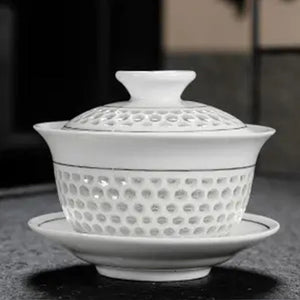 Ceramic Gaiwan jingdezhen Chinese Kungfu Teaset Three talents Tea Bowl Large Teacup Saucer Set Home tea maker Tea ceremony Gift acacuss