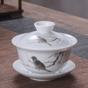 Ceramic Gaiwan jingdezhen Chinese Kungfu Teaset Three talents Tea Bowl Large Teacup Saucer Set Home tea maker Tea ceremony Gift acacuss
