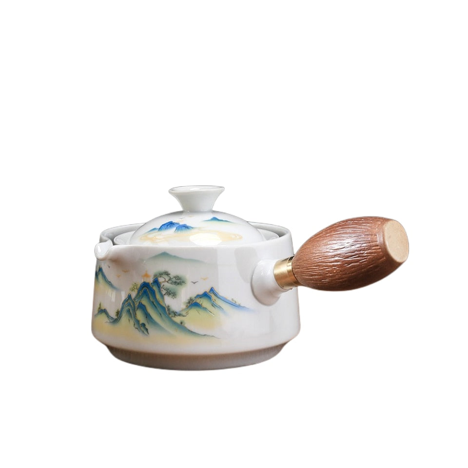 Ceramic Glass Teapot Chinese Gongfu Tea Pot 360 Rotation Tea Maker  Automatic Single Pot   Teapot For Tea acacuss