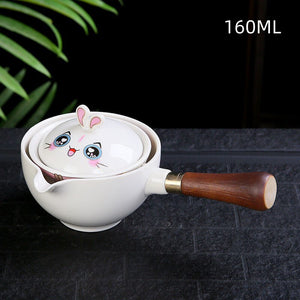 Ceramic Glass Teapot Chinese Gongfu Tea Pot 360 Rotation Tea Maker Automatic Single Pot Teapot For Tea acacuss