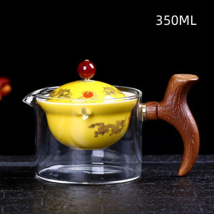 Ceramic Glass Teapot Chinese Gongfu Tea Pot 360 Rotation Tea Maker Automatic Single Pot Teapot For Tea acacuss