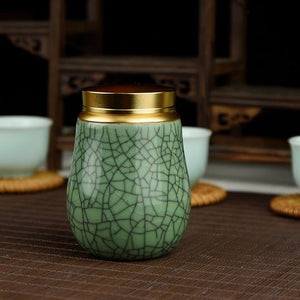 Ceramic Jar with Metal Lid Sealed Jars Tea Caddy Tea Box Storage Tank Candy Jar Food Storage Jars Tea Container Tea Organizer acacuss