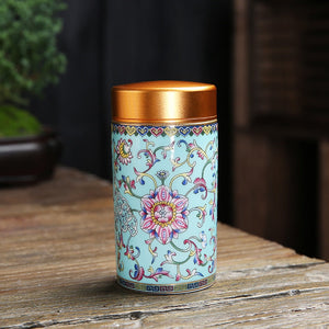 Ceramic Jar with Metal Lid Tea Can Sealed Cans Small Storage Tank Portable Tea Caddy Tea Box Candy Jar Tea Organizer Storage Box acacuss