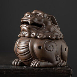 Ceramic Lion Dragon Aromatherapy Burner Auspicious Brave Troops Coil Incense Holder Sandalwood Censer for Indoor Home Decor acacuss