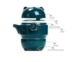 Ceramic Lucky Cat Kuai Ke Cup - Porcelain Tea Mug with Strainer Filter and Lid Portable Tea Coffee Mug Set for Office Travel Teaware acacuss