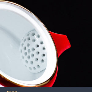 Ceramic Lucky Cat Kuai Ke Cup - Porcelain Tea Mug with Strainer Filter and Lid Portable Tea Coffee Mug Set for Office Travel Teaware acacuss