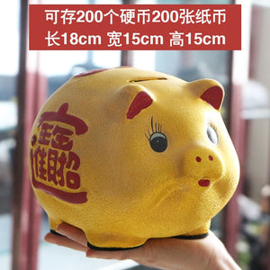 Ceramic Lucky Gold Pig Coin Piggy Bank Large Capacity Children's Storage Box Cute Pig Animal Jar Home Piggy Bank Kids Gift acacuss