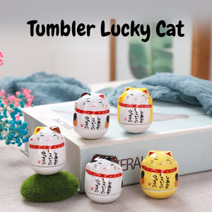 Ceramic Maneki Neko Home Decor Cartoon Japanese Lucky Cat Tumbler Feng Shui Ceramic Fortune Cat Statue Room Decor Accessories acacuss