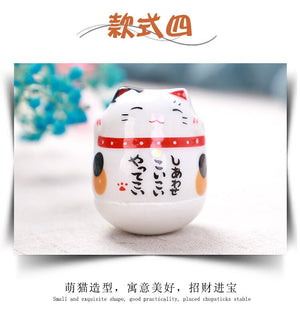 Ceramic Maneki Neko Home Decor Cartoon Japanese Lucky Cat Tumbler Feng Shui Ceramic Fortune Cat Statue Room Decor Accessories acacuss