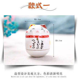Ceramic Maneki Neko Home Decor Cartoon Japanese Lucky Cat Tumbler Feng Shui Ceramic Fortune Cat Statue Room Decor Accessories acacuss